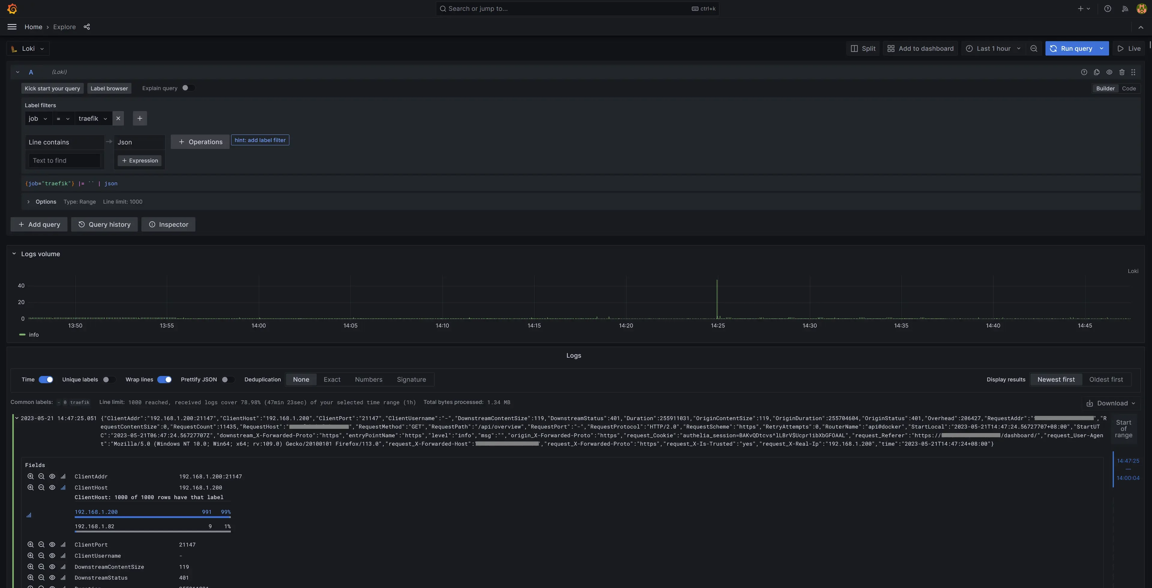 Explore - Loki - Grafana